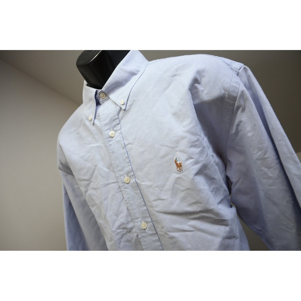 Ralph Lauren Yarmouth Button Down Shirt Mens XL 17-35 Blue Cotton Oxford EUC